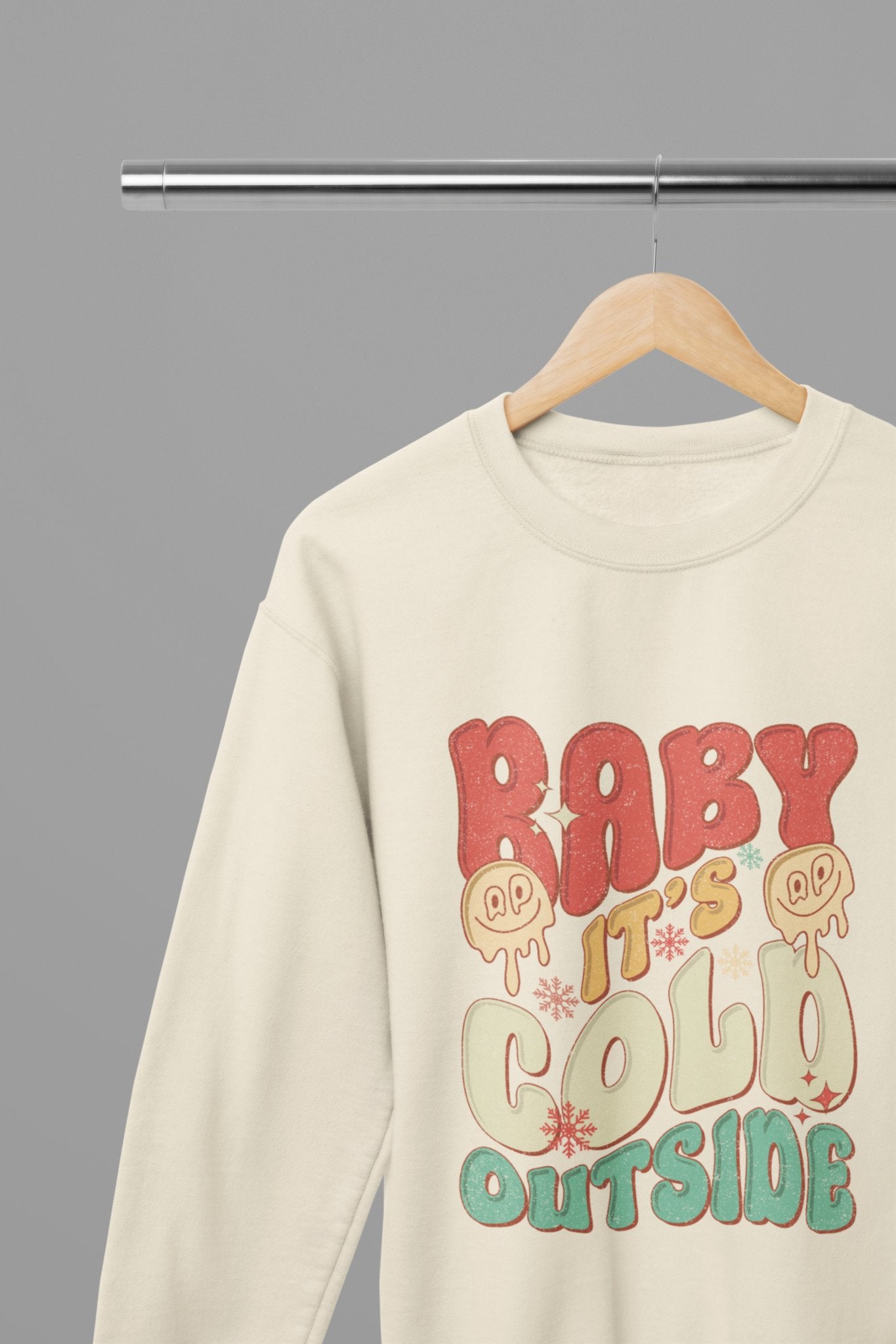 Baby It’s Cold Outside T-Shirt/Sweatshirt Unisex - Cozy Winter Shirt - Beast & Beauty Clothing LTD - Xmas Clothing - Sweatshirt - small - Sand