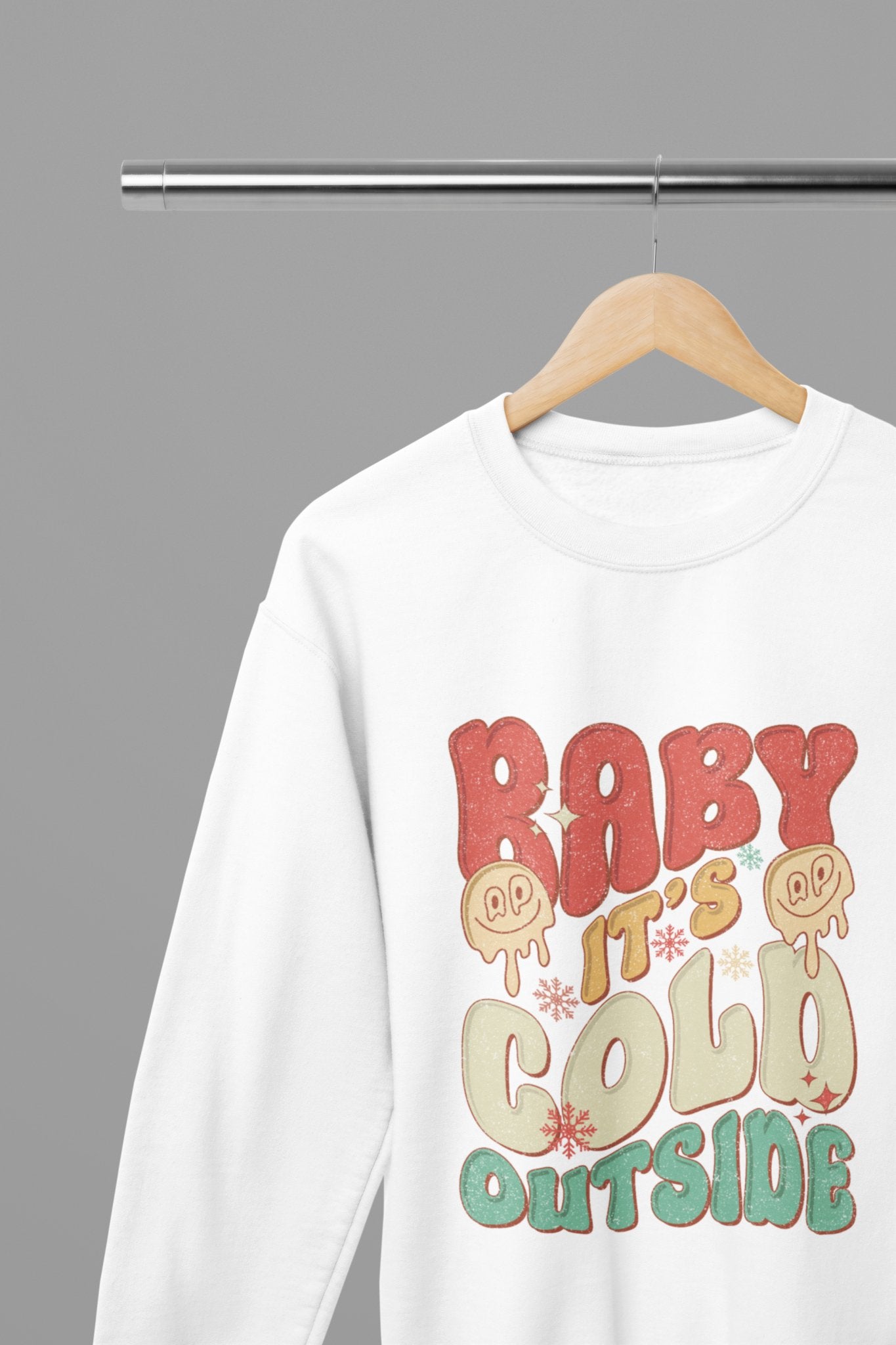 Baby It’s Cold Outside T-Shirt/Sweatshirt Unisex - Cozy Winter Shirt - Beast & Beauty Clothing LTD - Xmas Clothing - Sweatshirt - small - White