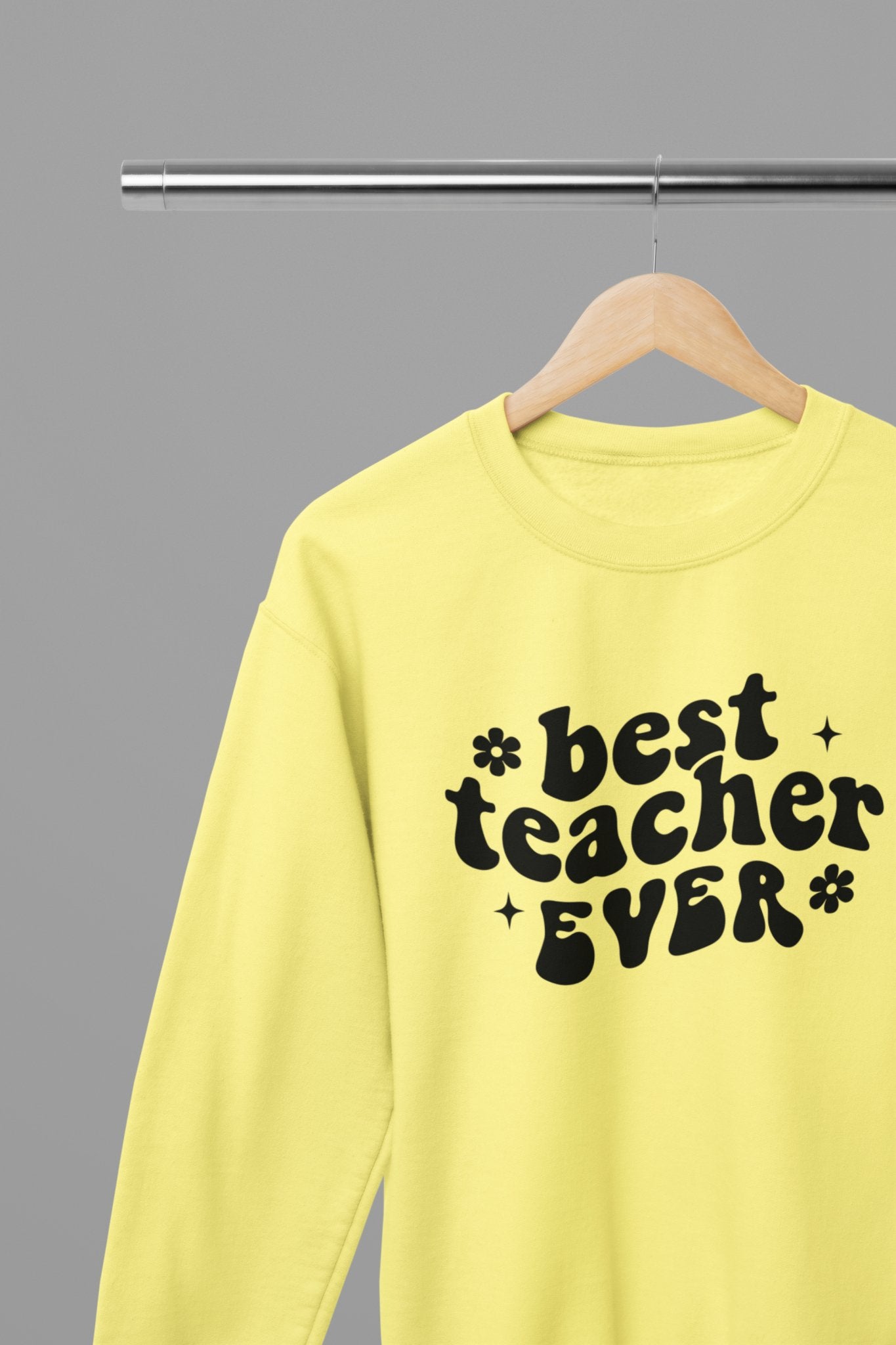 Best Teacher Ever Bubble Sweatshirt - Beast & Beauty Clothing LTD - Teacher Sweatshirt - small - Yellow - 