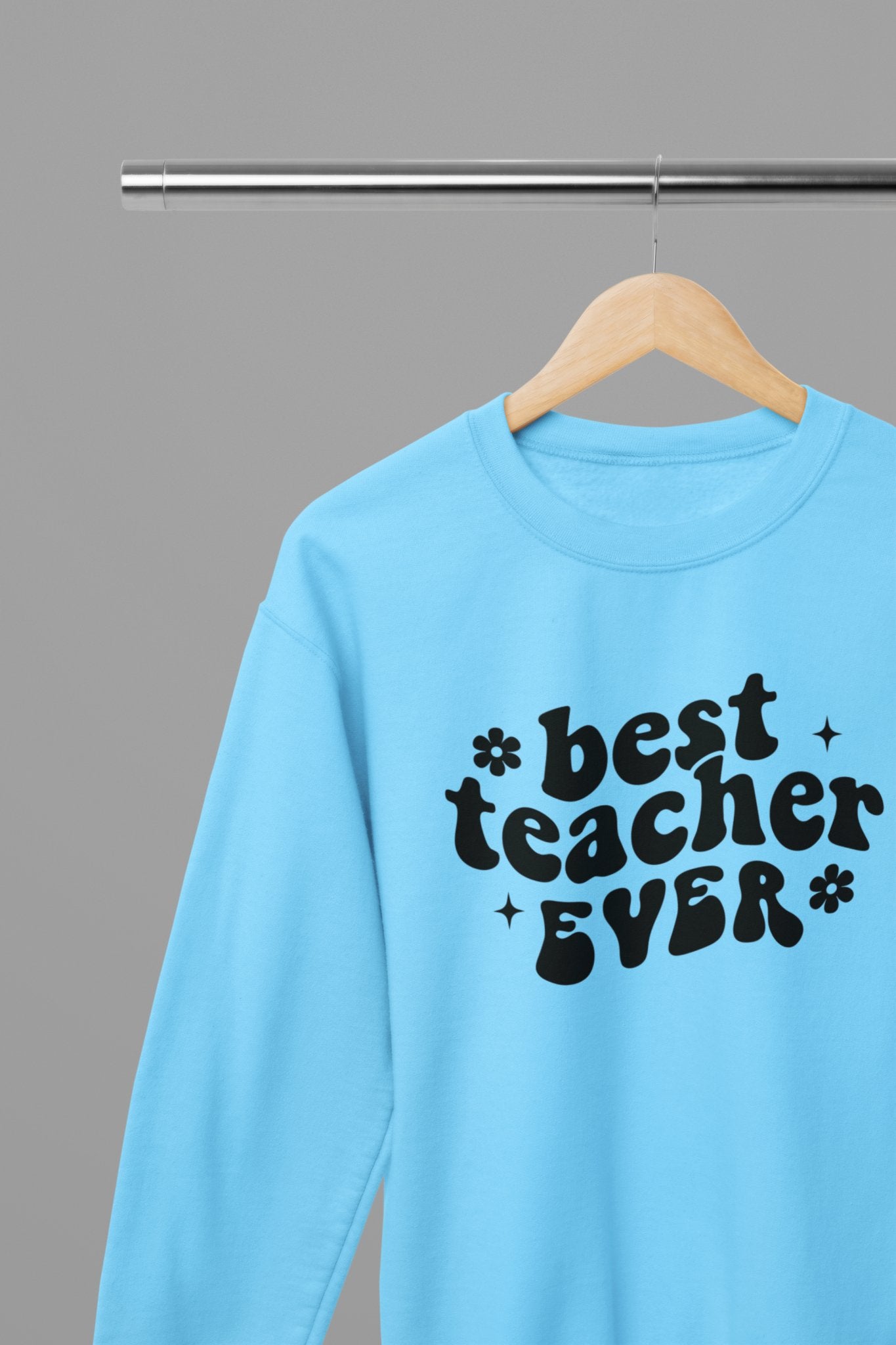 Best Teacher Ever Bubble Sweatshirt - Beast & Beauty Clothing LTD - Teacher Sweatshirt - small - Blue - 