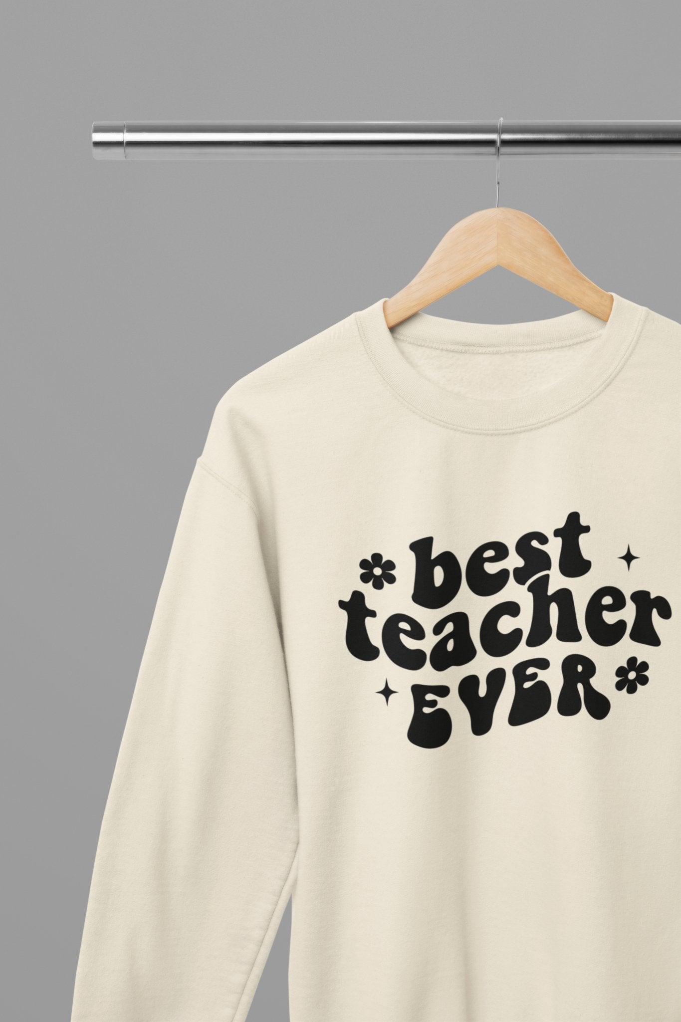 Best Teacher Ever Bubble Sweatshirt - Beast & Beauty Clothing LTD - Teacher Sweatshirt - small - Sand - 