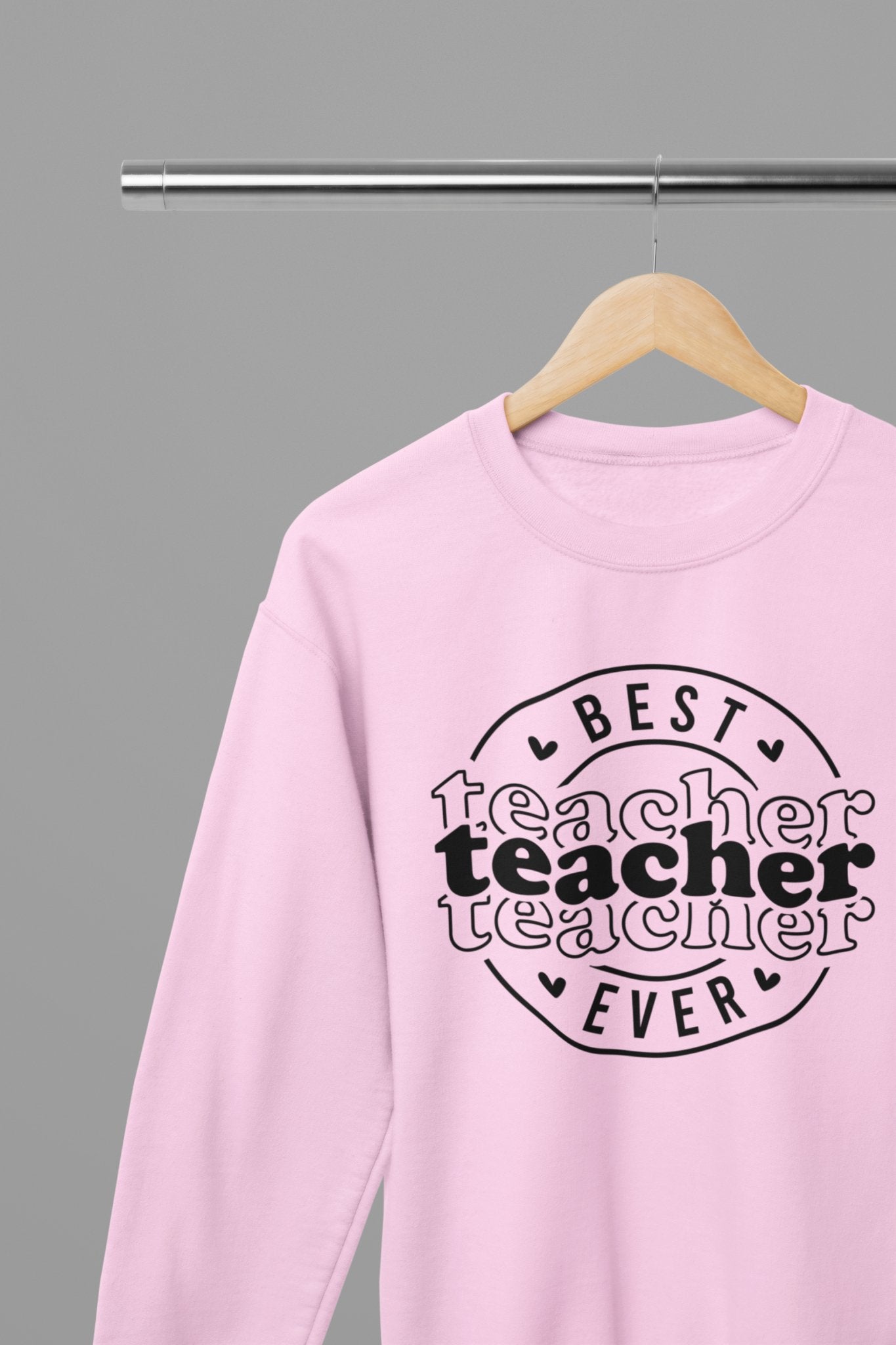 Best Teacher Ever Sweatshirt - Beast & Beauty Clothing LTD - Teacher Sweatshirt - small - Pink - 