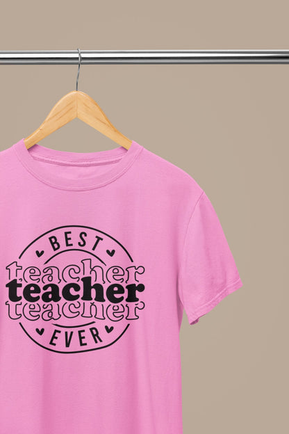 Best Teacher Ever T-Shirt - Beast & Beauty Clothing LTD - Teacher T-Shirt - small - Pink - 