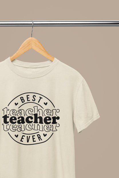 Best Teacher Ever T-Shirt - Beast & Beauty Clothing LTD - Teacher T-Shirt - small - Sand - 