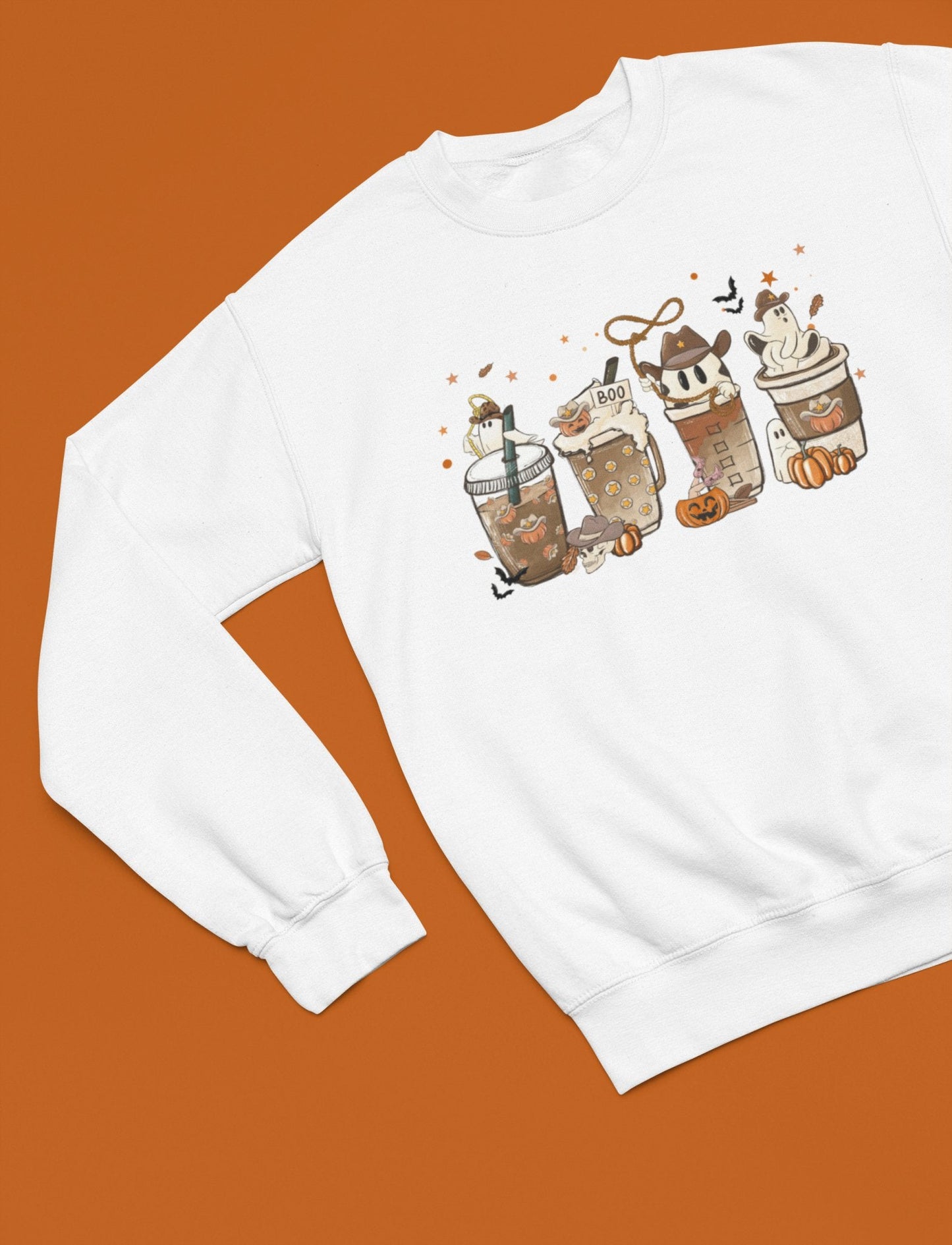 Boo Halloween Coffee Cups Funny T-Shirt/Sweatshirt Unisex - Beast & Beauty Clothing LTD - Halloween - Sand - Small - T-Shirt