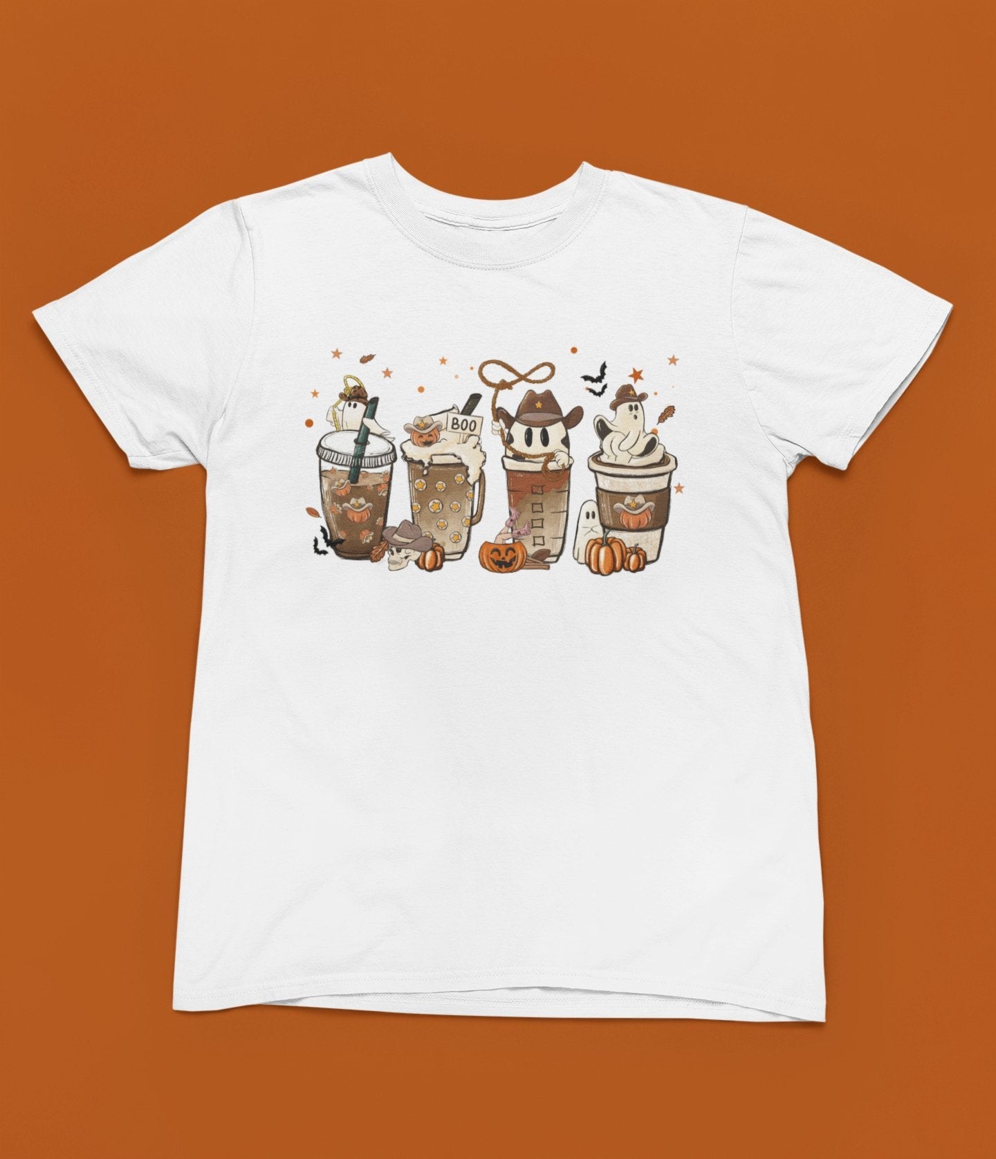 Boo Halloween Coffee Cups Funny T-Shirt/Sweatshirt Unisex - Beast & Beauty Clothing LTD - Halloween - Sand - Small - T-Shirt