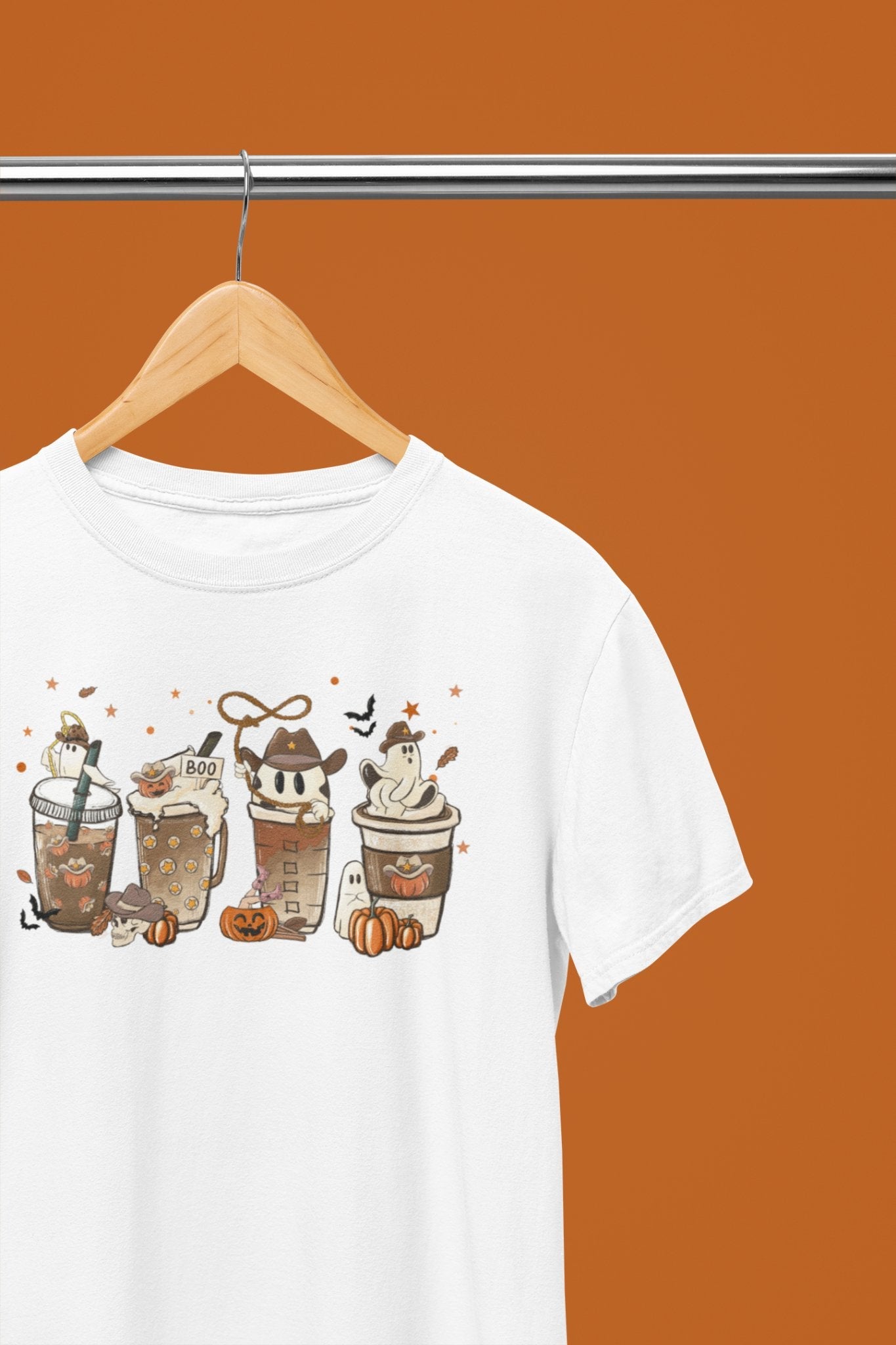 Boo Halloween Coffee Cups Funny T-Shirt/Sweatshirt Unisex - Beast & Beauty Clothing LTD - Halloween - White - Small - T-Shirt