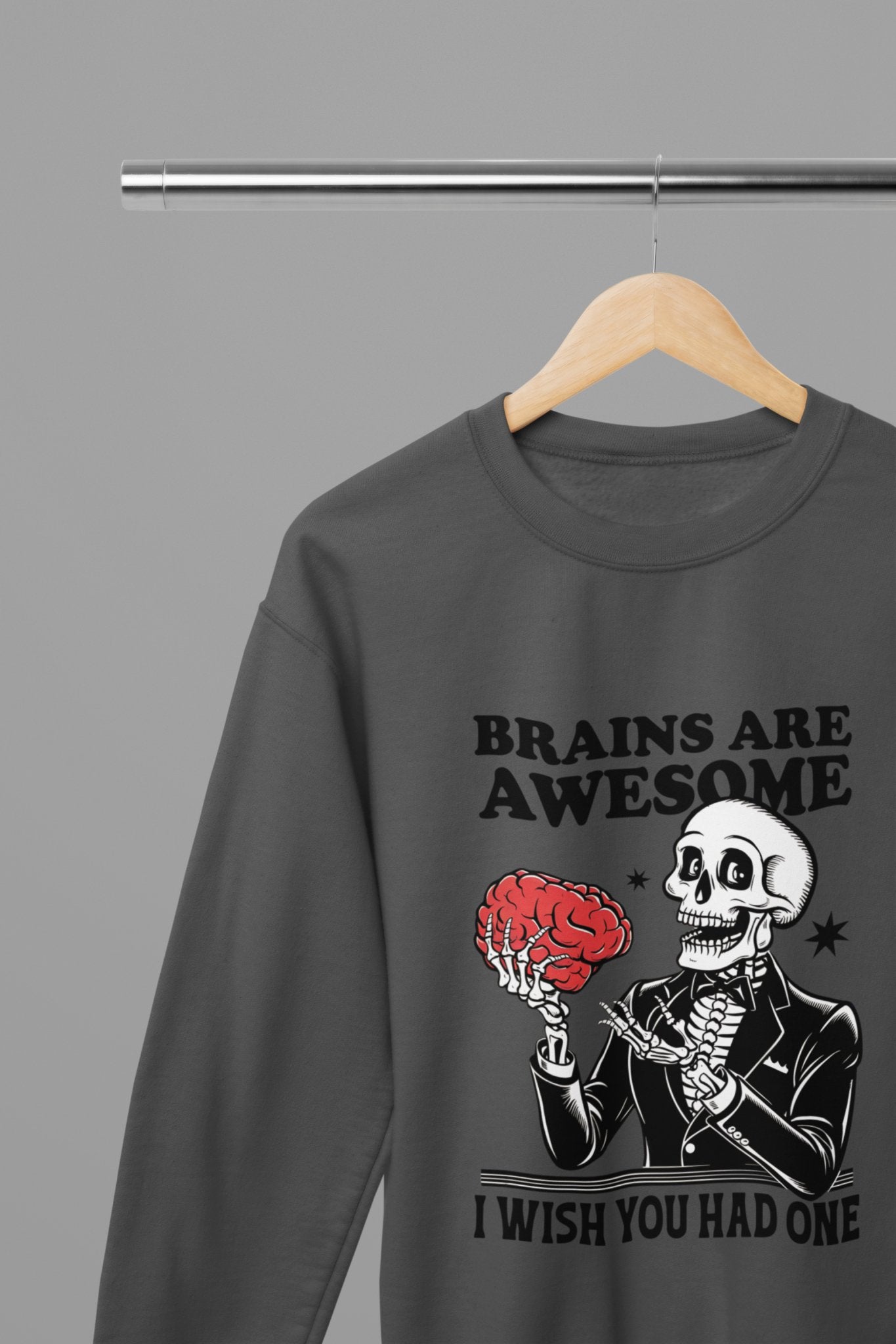 Brains Are Awesome Halloween T-Shirt/Sweatshirt Unisex - Beast & Beauty Clothing LTD - Halloween - Grey - Small - Sweatshirt