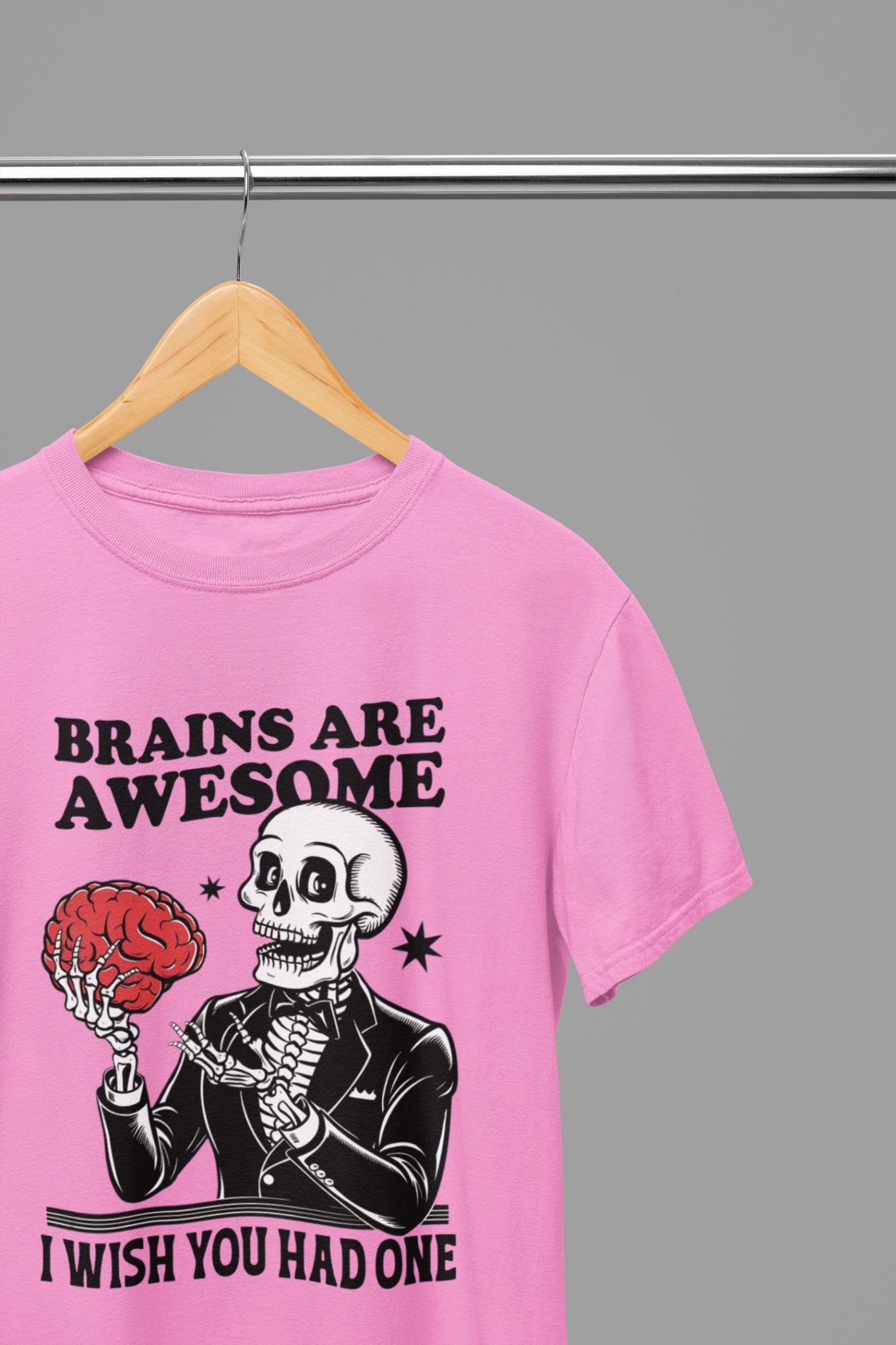 Brains Are Awesome Halloween T-Shirt/Sweatshirt Unisex - Beast & Beauty Clothing LTD - Halloween - Pink - Small - T-Shirt