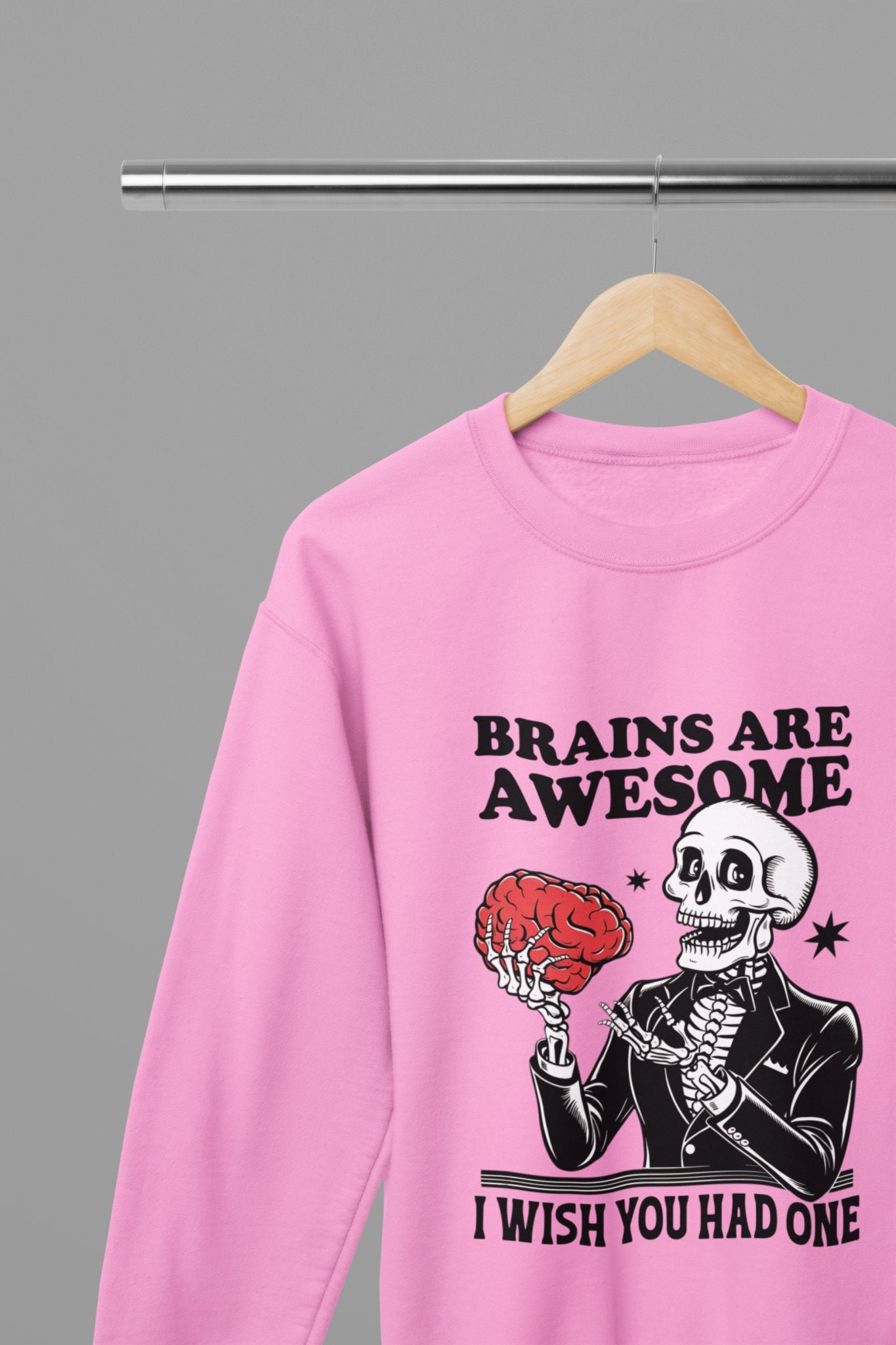 Brains Are Awesome Halloween T-Shirt/Sweatshirt Unisex - Beast & Beauty Clothing LTD - Halloween - Pink - Small - Sweatshirt