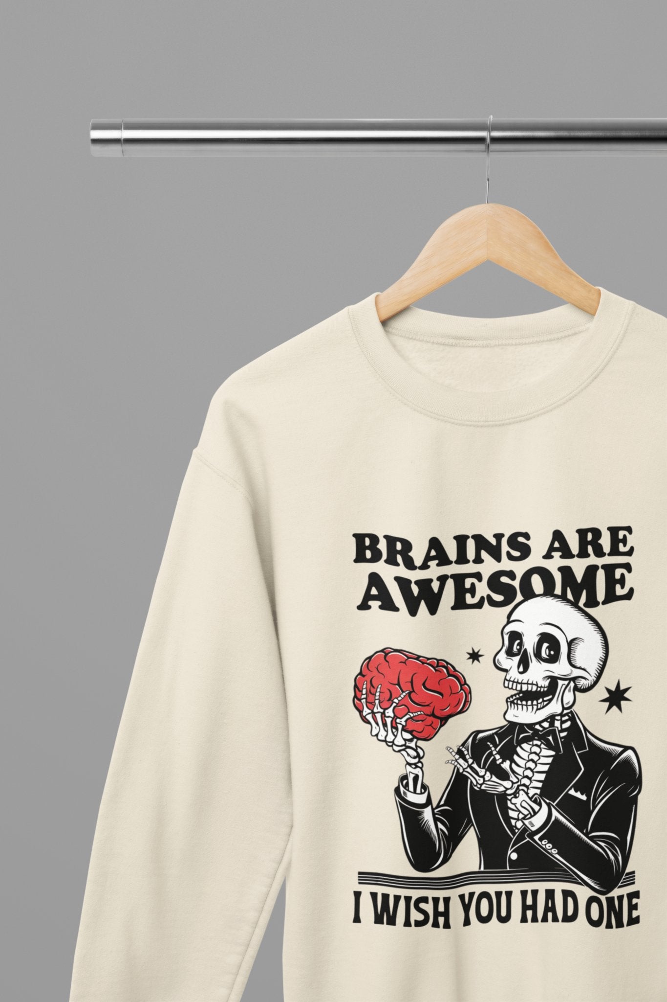 Brains Are Awesome Halloween T-Shirt/Sweatshirt Unisex - Beast & Beauty Clothing LTD - Halloween - Sand - Small - Sweatshirt