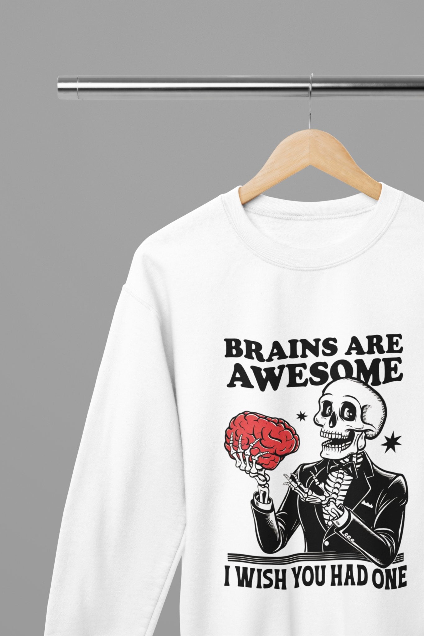 Brains Are Awesome Halloween T-Shirt/Sweatshirt Unisex - Beast & Beauty Clothing LTD - Halloween - White - Small - Sweatshirt