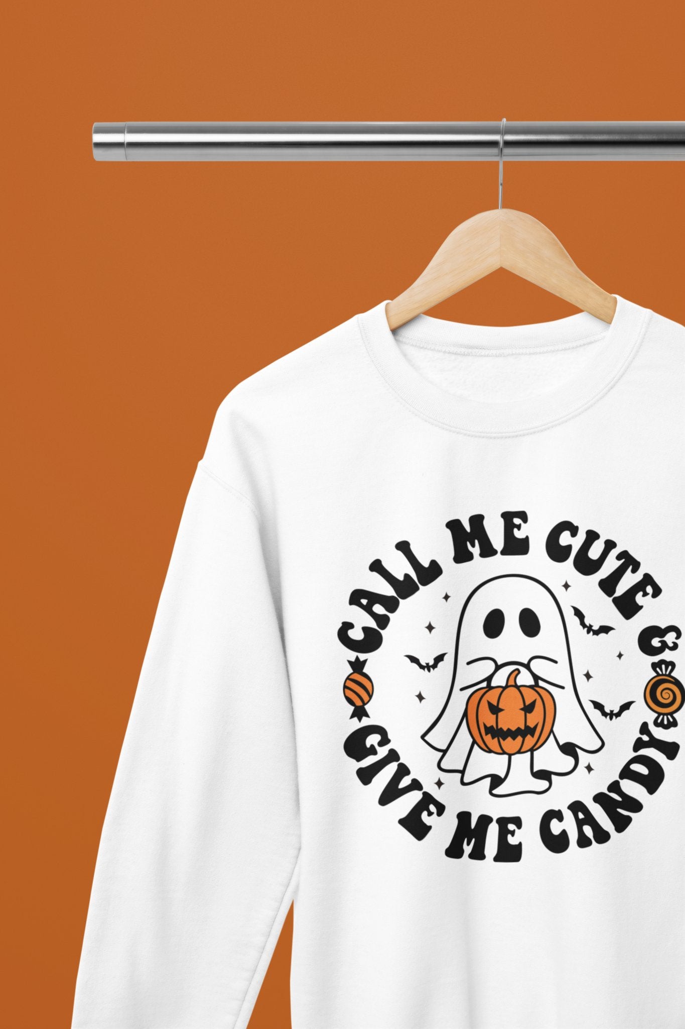 Call me Cute, Give me Candy Halloween Funny T-Shirt/Sweatshirt Unisex - Beast & Beauty Clothing LTD - Halloween - White - Small - Sweatshirt