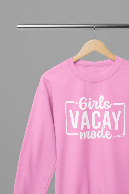 Girls Vacay Mode Sweatshirt - Beast & Beauty Clothing LTD - Vacay Sweatshirt - small - Pink - 