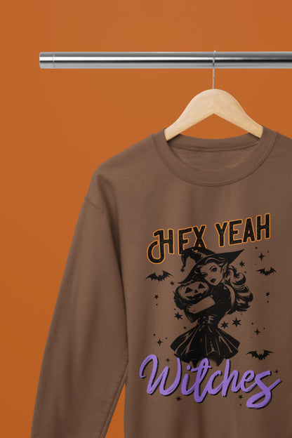 Hex Yeah Witches Funny Halloween T-Shirt/Sweatshirt Unisex - Beast & Beauty Clothing LTD - Halloween - Brown - Small - Sweatshirt