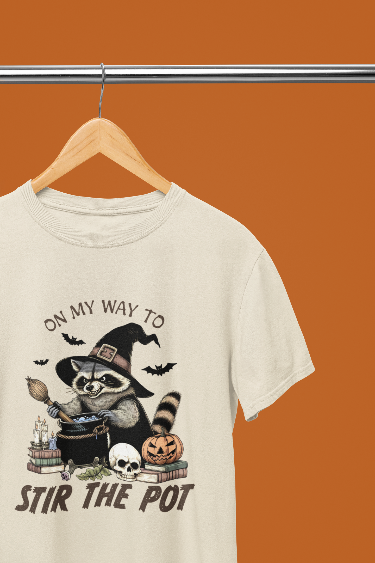 Racoon Stir The Pot Halloween Funny T-Shirt/Sweatshirt Unisex