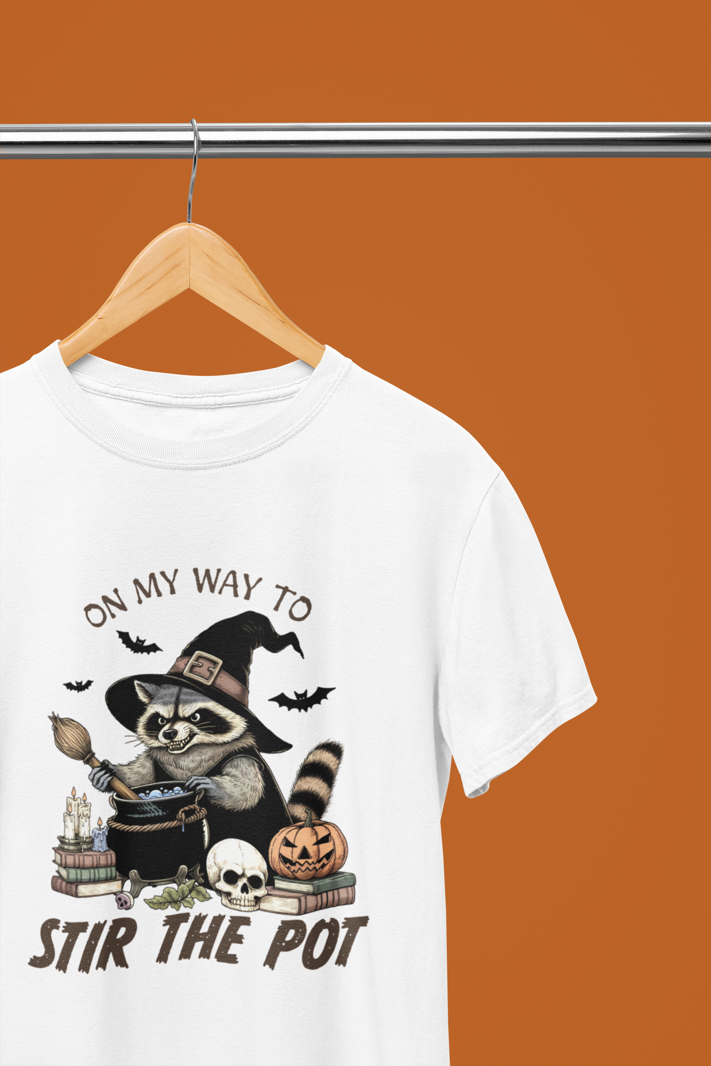 Racoon Stir The Pot Halloween Funny T-Shirt/Sweatshirt Unisex